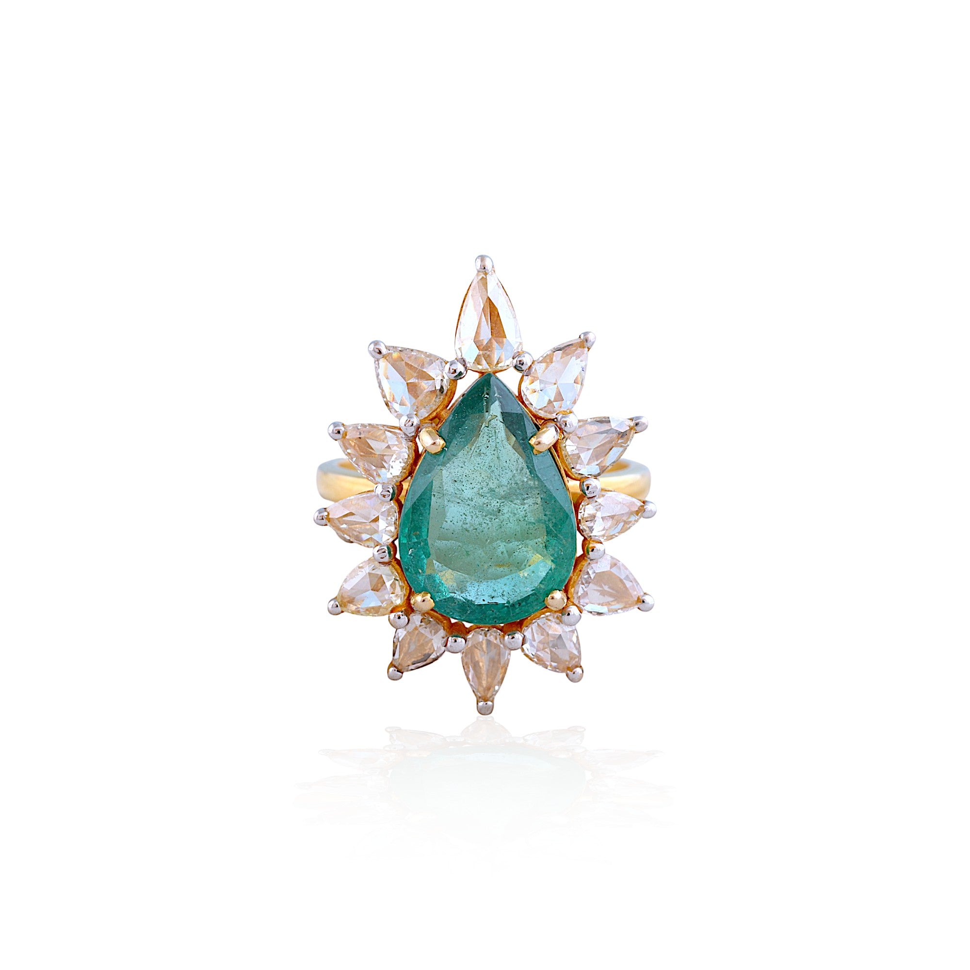 Spectacular Emerald Trillion Cut Diamond Dress Ring