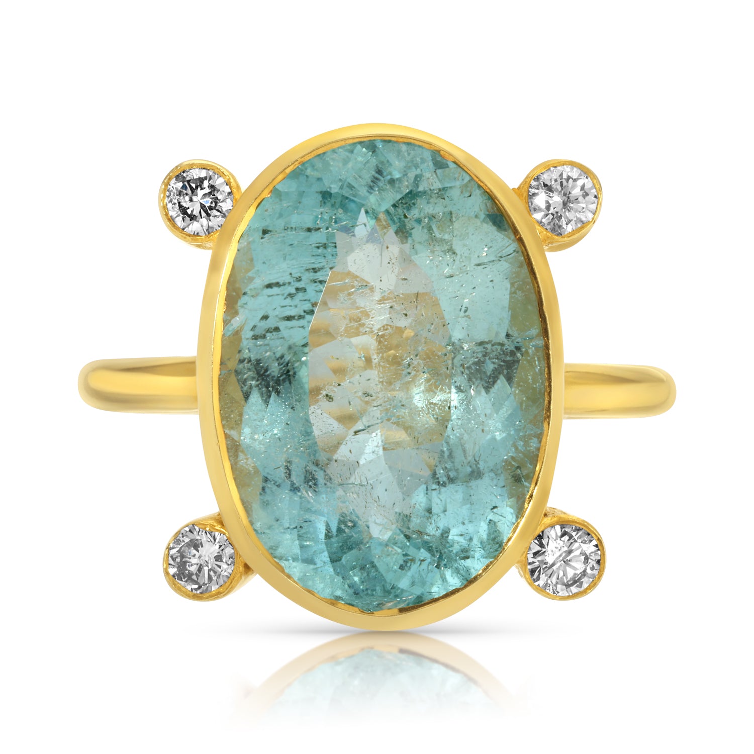 Aquamarine Diamond Dot Dress Ring