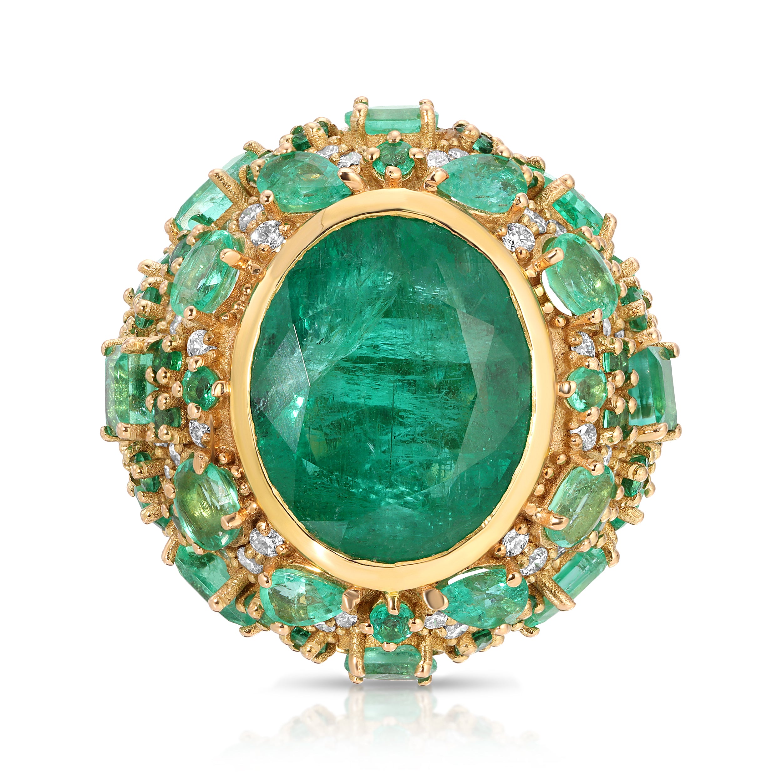 Emerald Bomba Diamond Cocktail Ring