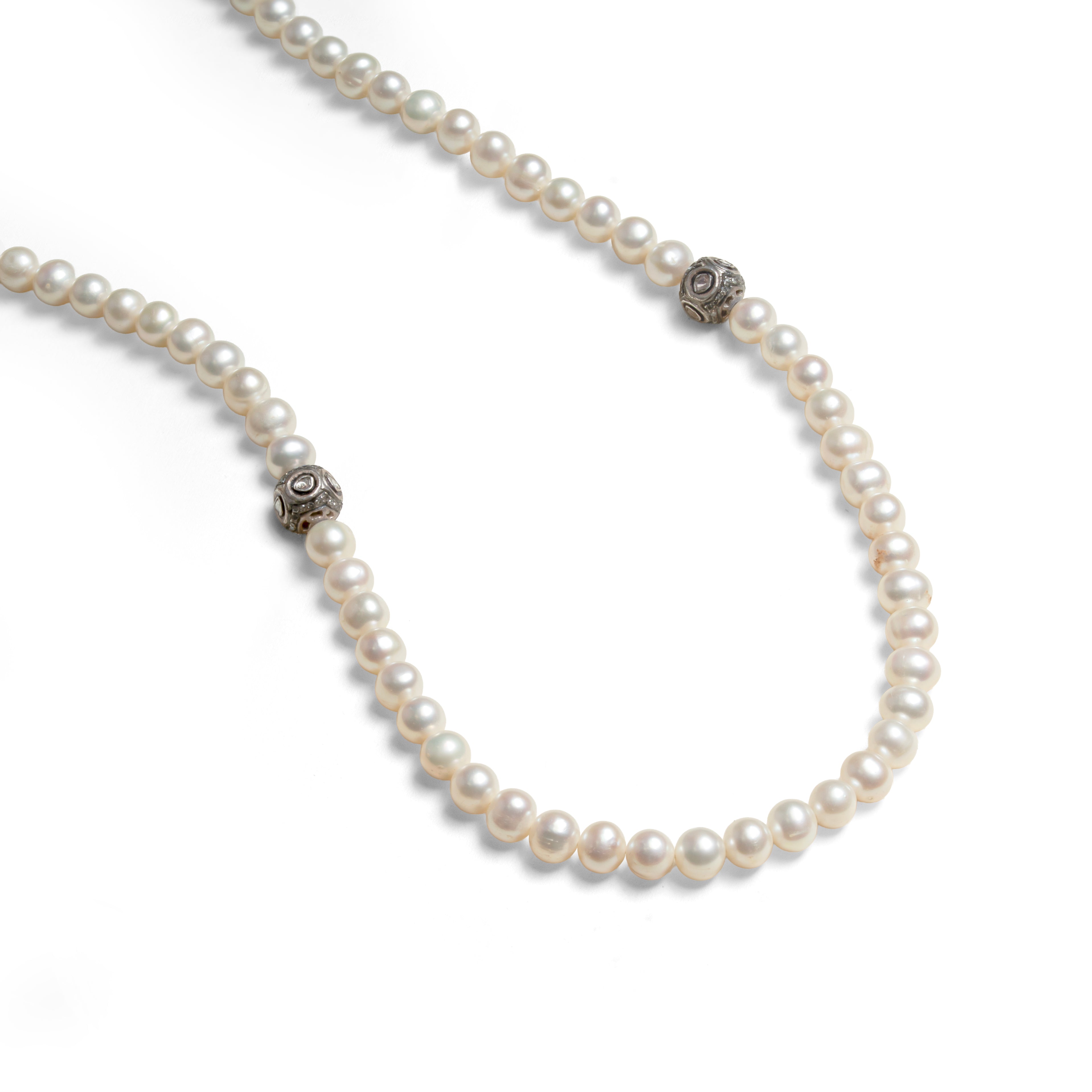 White Pearl Diamond Disco Ball Necklace