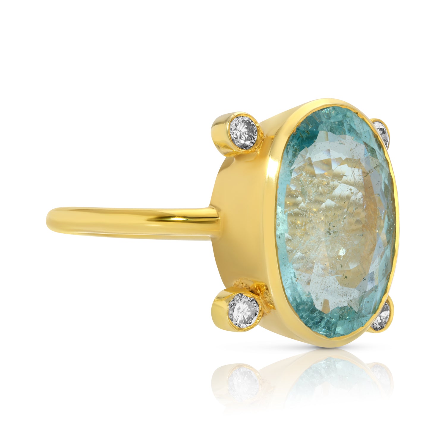 Aquamarine Diamond Dot Dress Ring