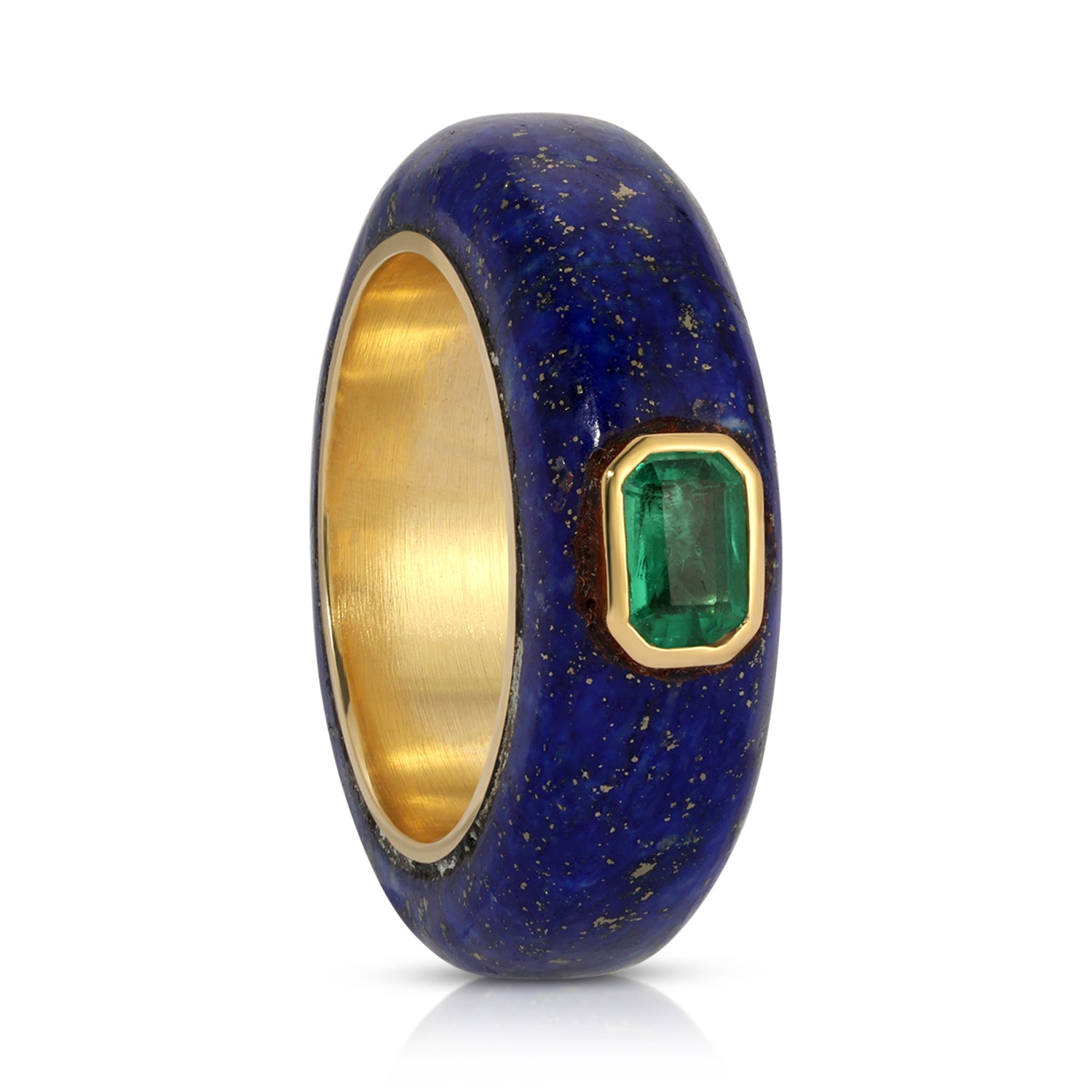 Emerald Lapis Gold Band