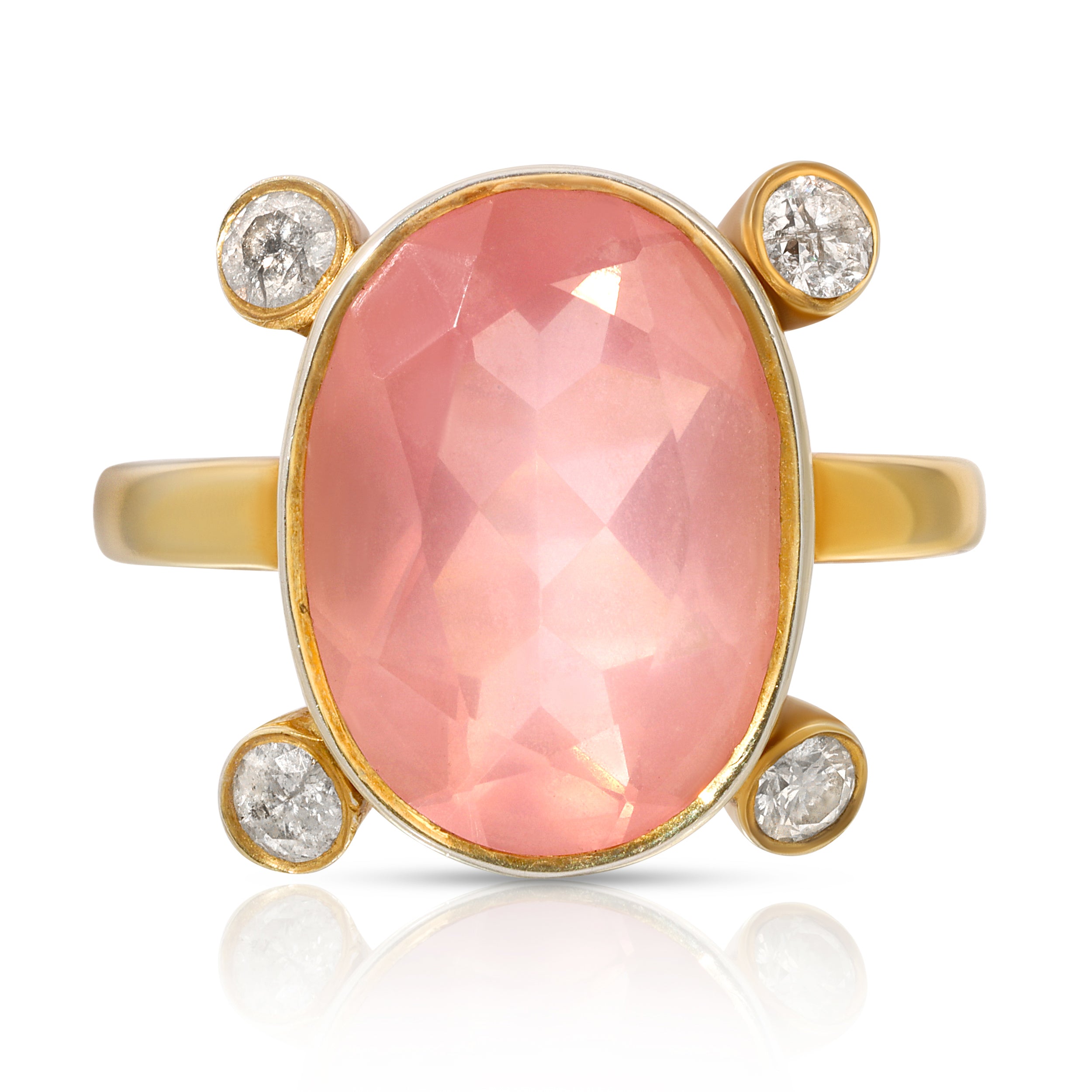 Rose Quartz Diamond Dot Dress Ring