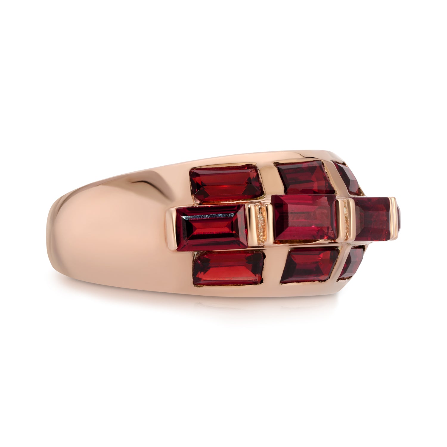 Garnet Rose Triplet Baguette Ring