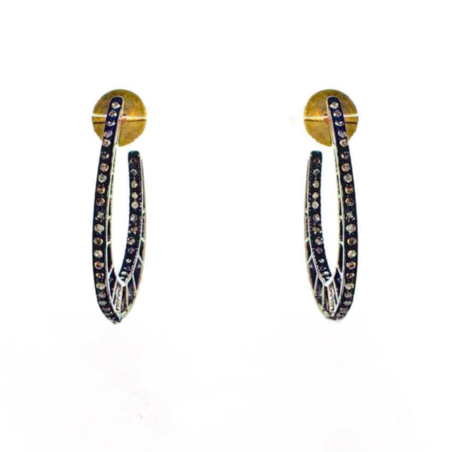Blackened Diamond Oval Hoops