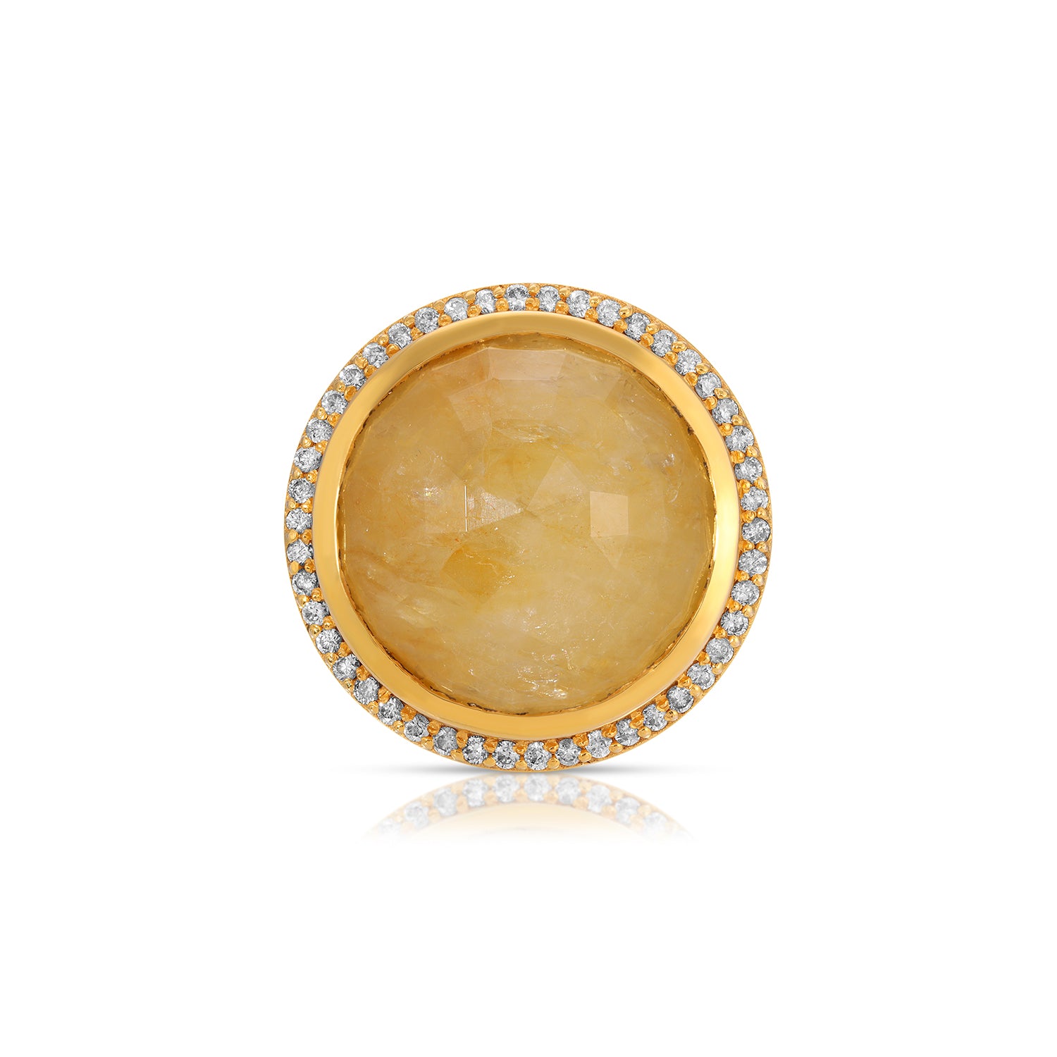 Yellow Sapphire Diamond UFO Cocktail Ring