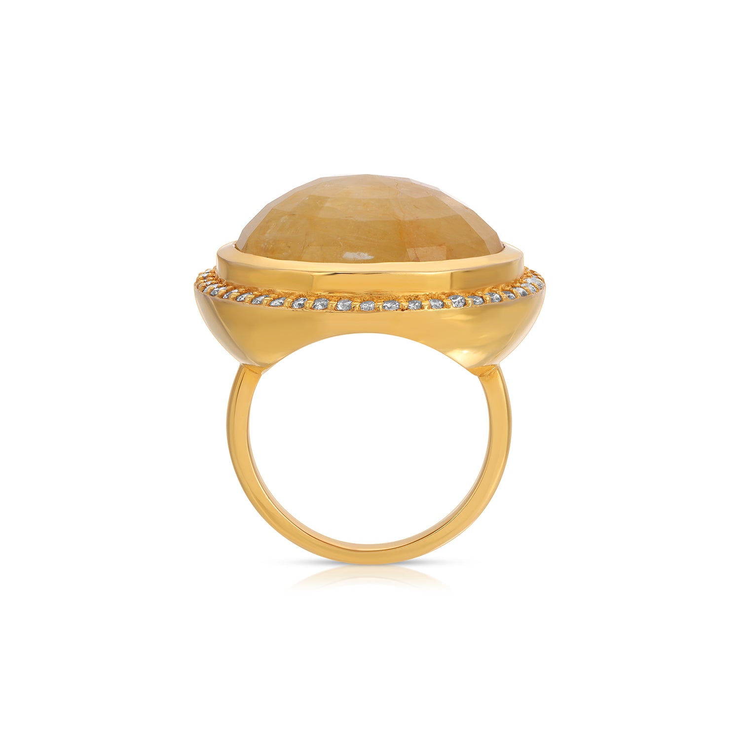 Yellow Sapphire Diamond UFO Cocktail Ring