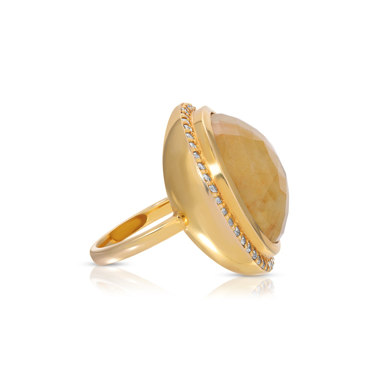 Yellow Sapphire Diamond UFO Cocktail Ring