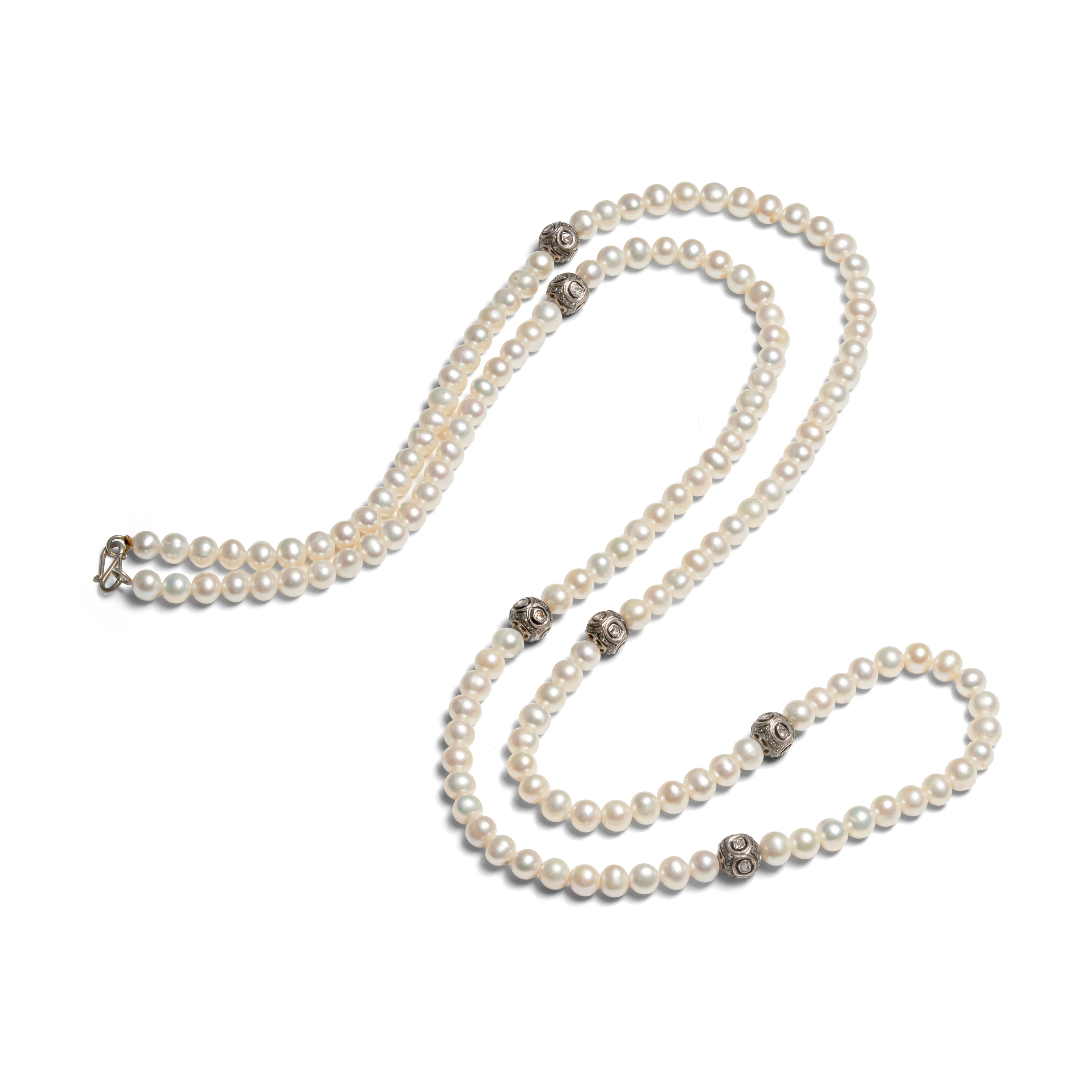 White Pearl Diamond Disco Ball Necklace