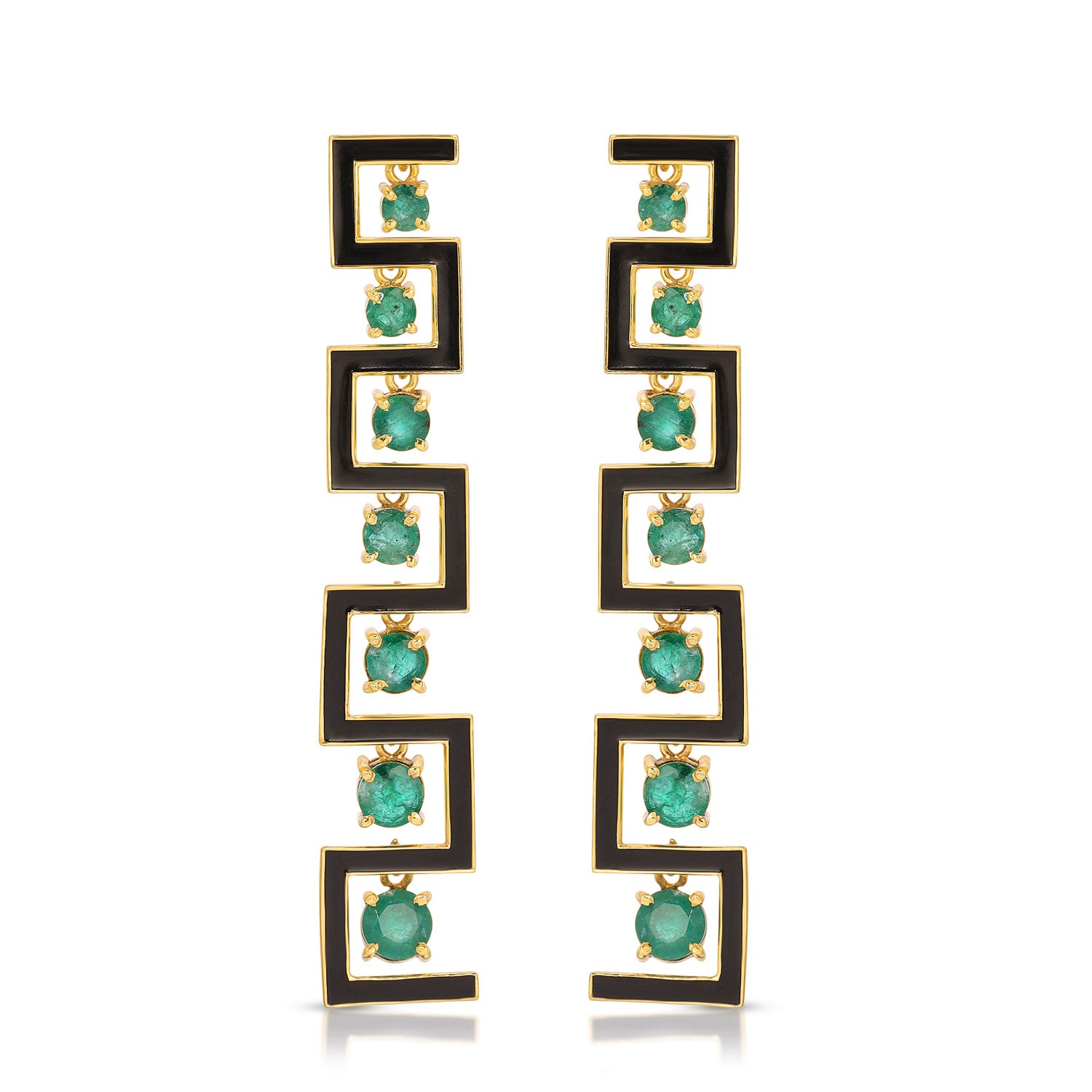 Emerald Black Enamel Mod Earrings