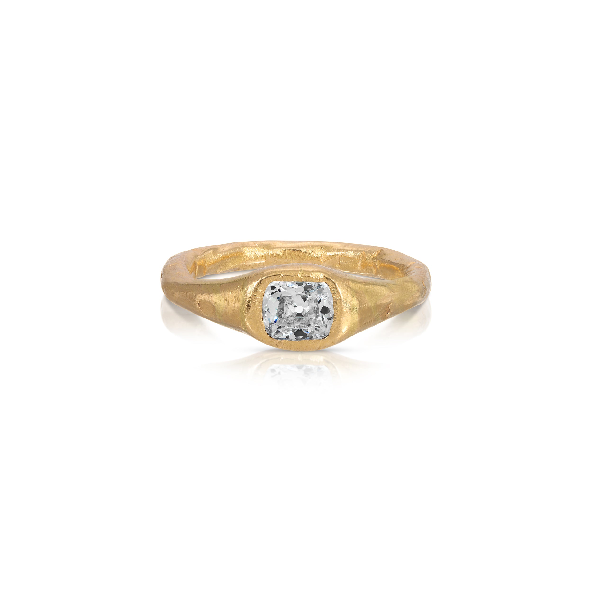 Gold Hammer Mine Cut Diamond Ring