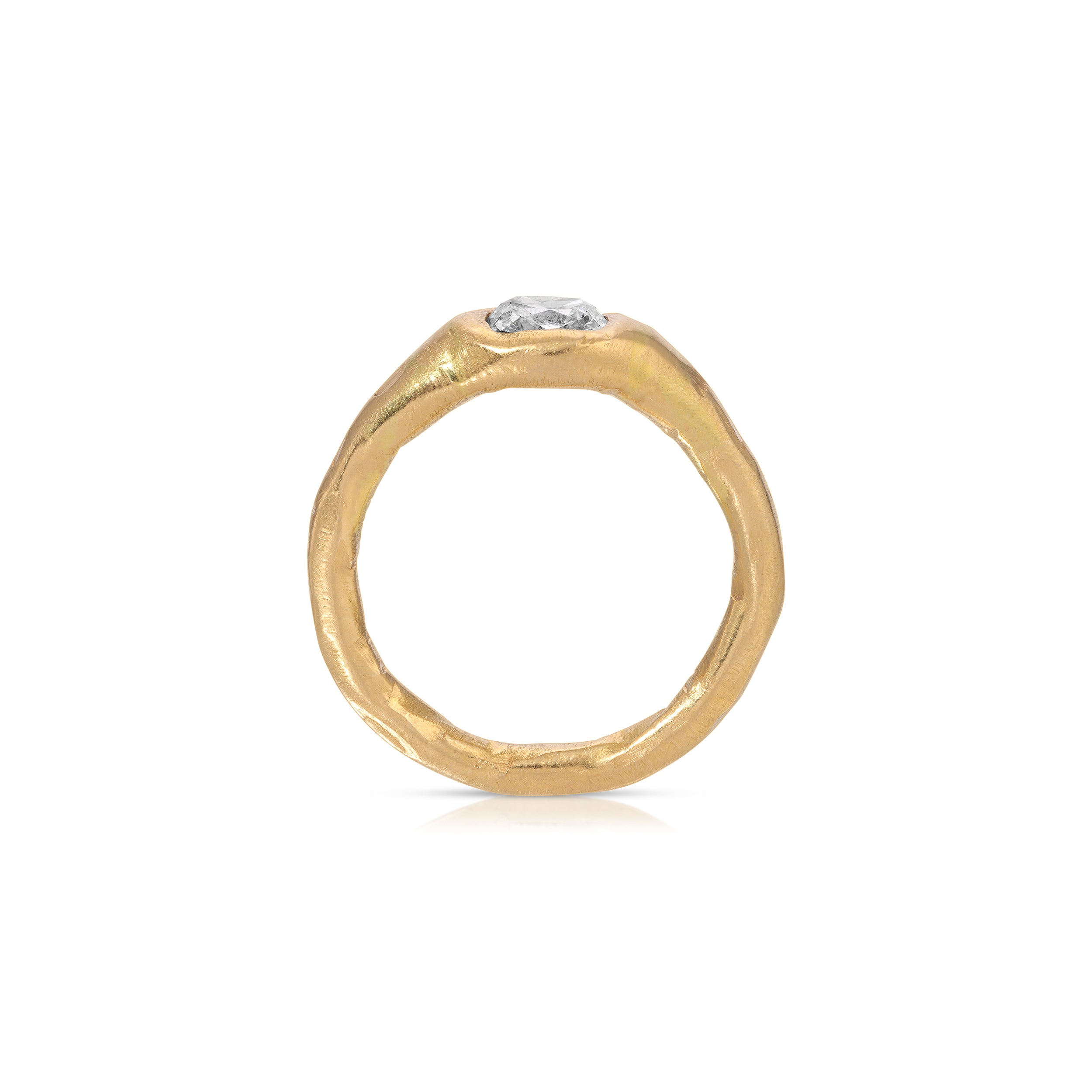 Gold Hammer Mine Cut Diamond Ring