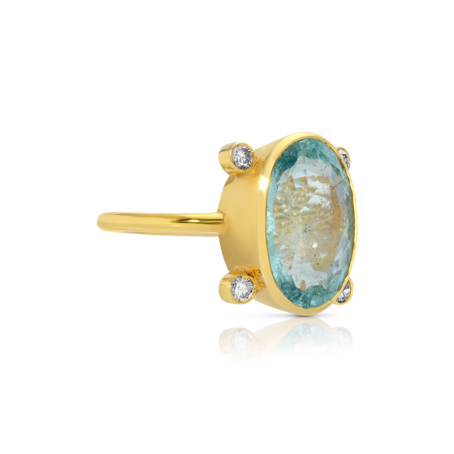 Aquamarine Diamond Dot Dress Ring