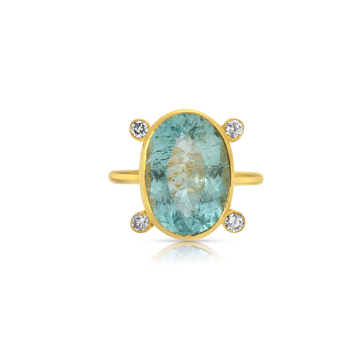 Aquamarine Diamond Dot Dress Ring