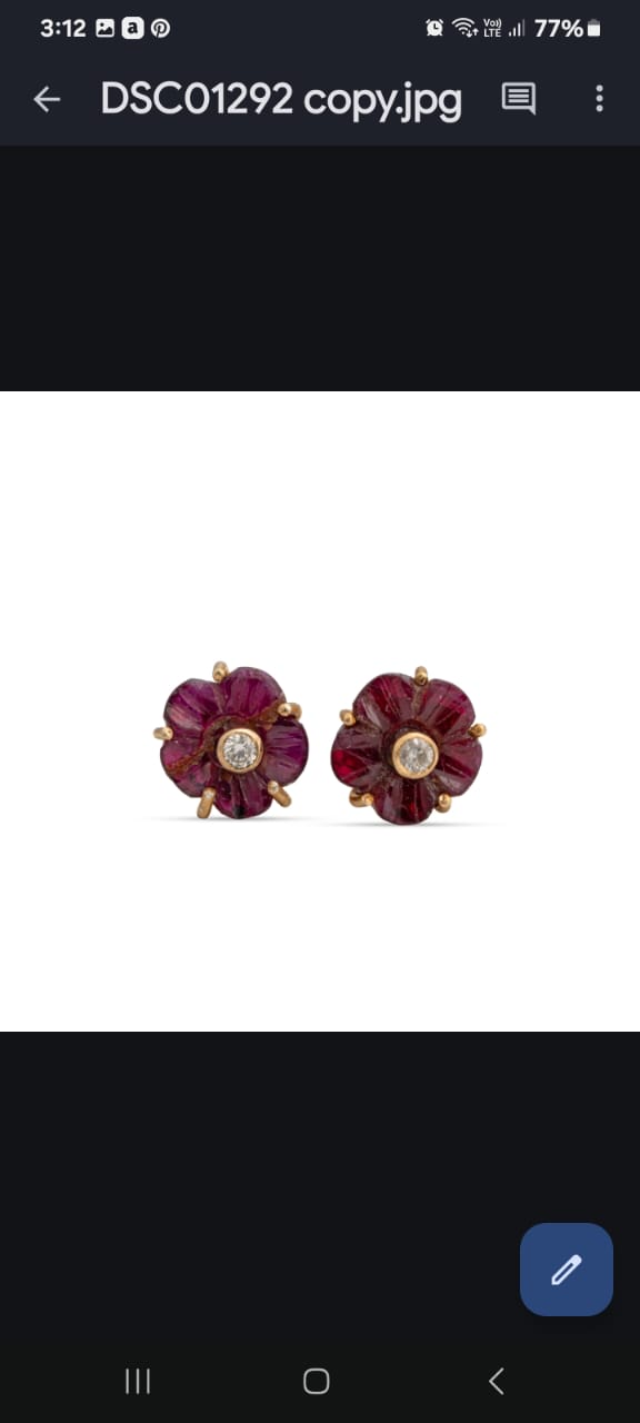 Ruby Diamond Petite Peony Stud Earrings