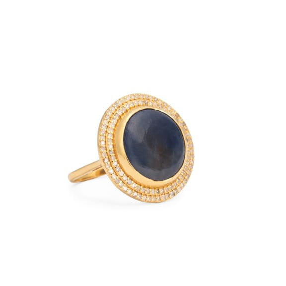 Sapphire Diamond Saturn Cocktail Ring