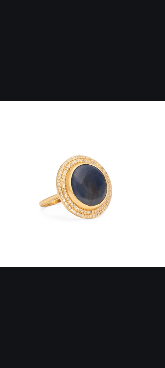 Sapphire Diamond Saturn Cocktail Ring