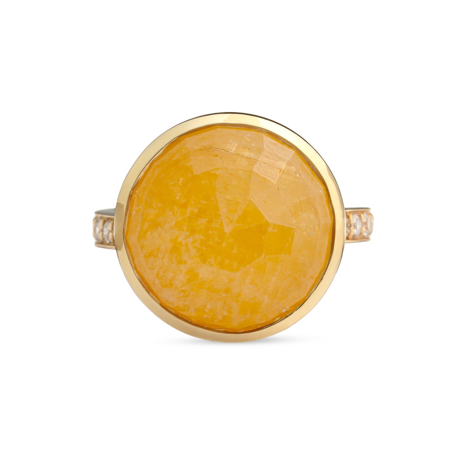 Certified Burmese Yellow Sapphire Diamond Dome Bomba Cocktail Ring