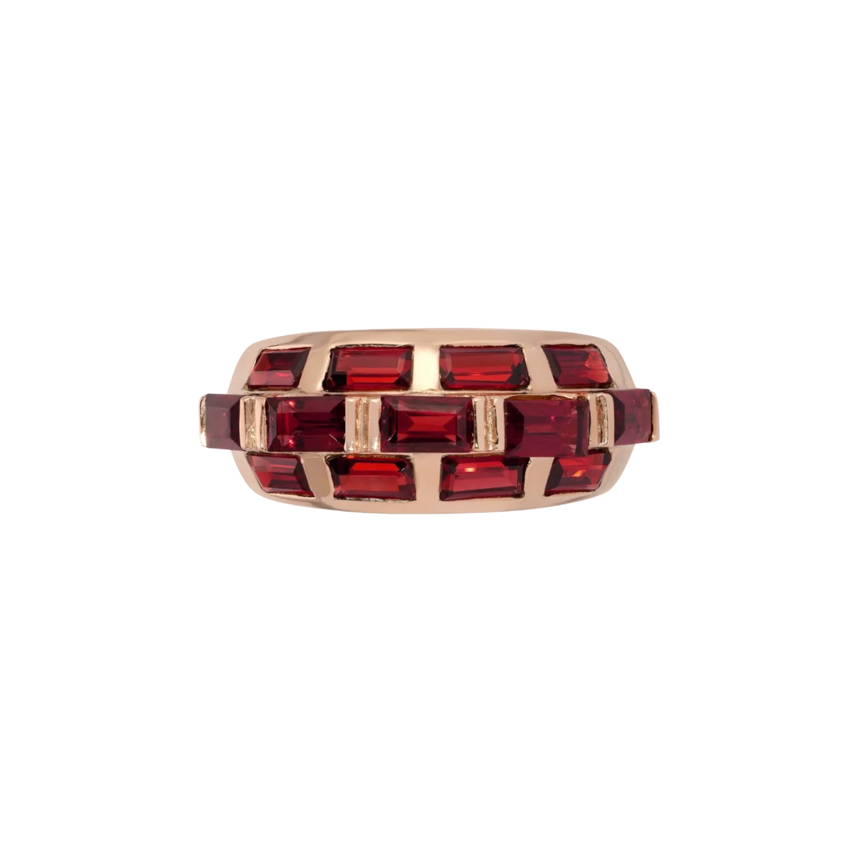Garnet Rose Triplet Baguette Ring