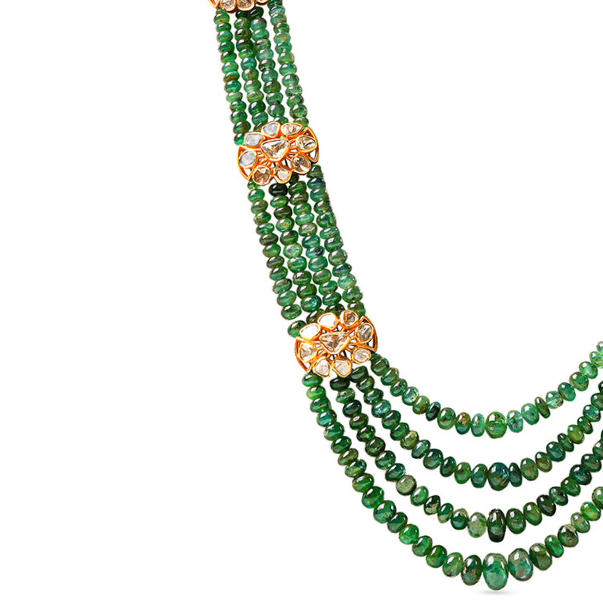 Emerald Diamond Brooch Necklace