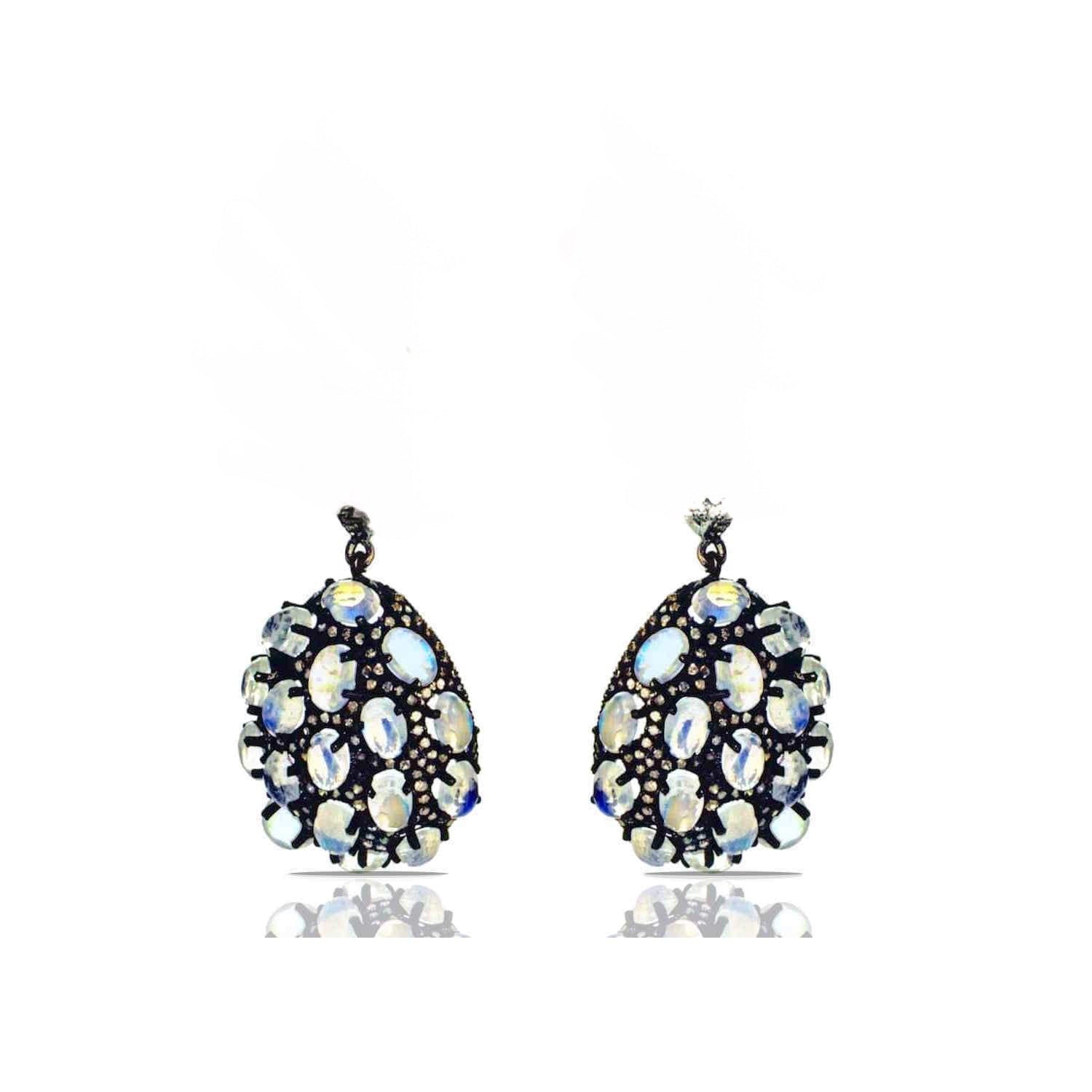 Moonstone Diamond Drop Earrings