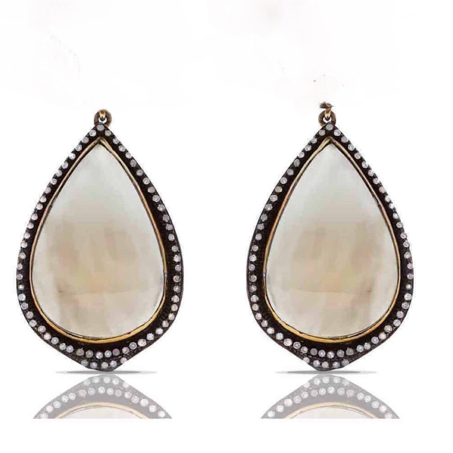 Grey Sapphire Diamond Drop Earrings