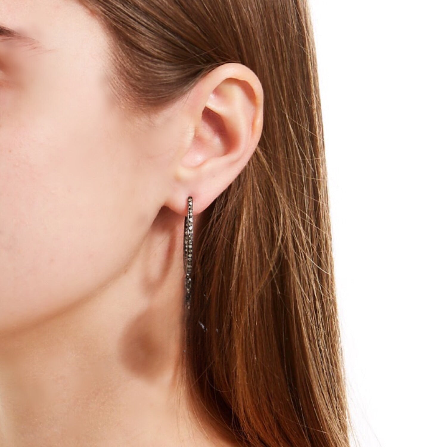 Blackened Diamond Oval Hoops