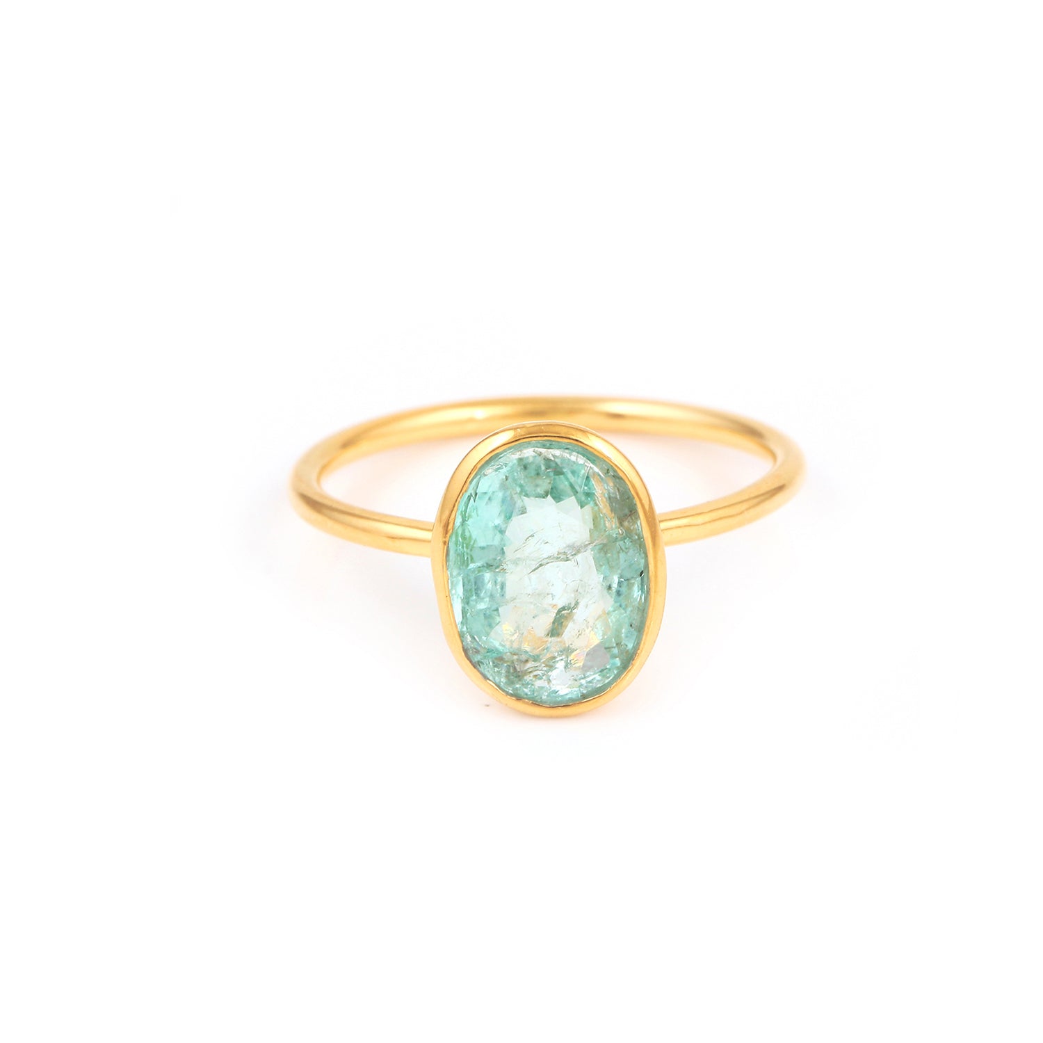 Mint Emerald Oval Signet Ring