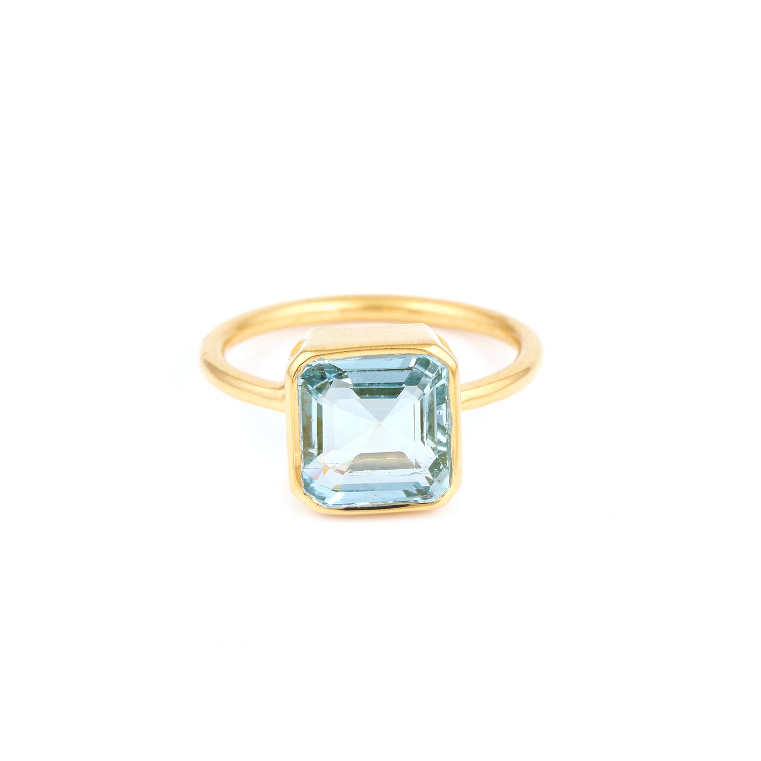 Ice Blue Emerald Cut Tourmaline Signet Ring