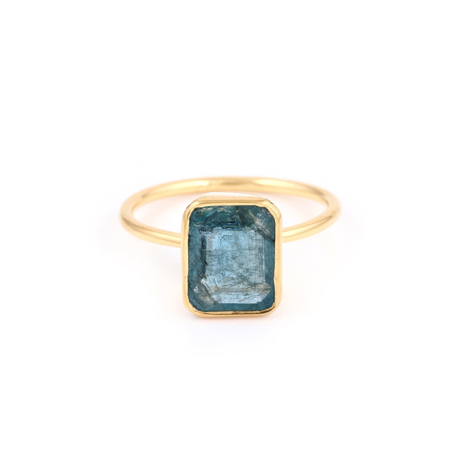 Azure Emerald Cut Tourmaline Signet Ring