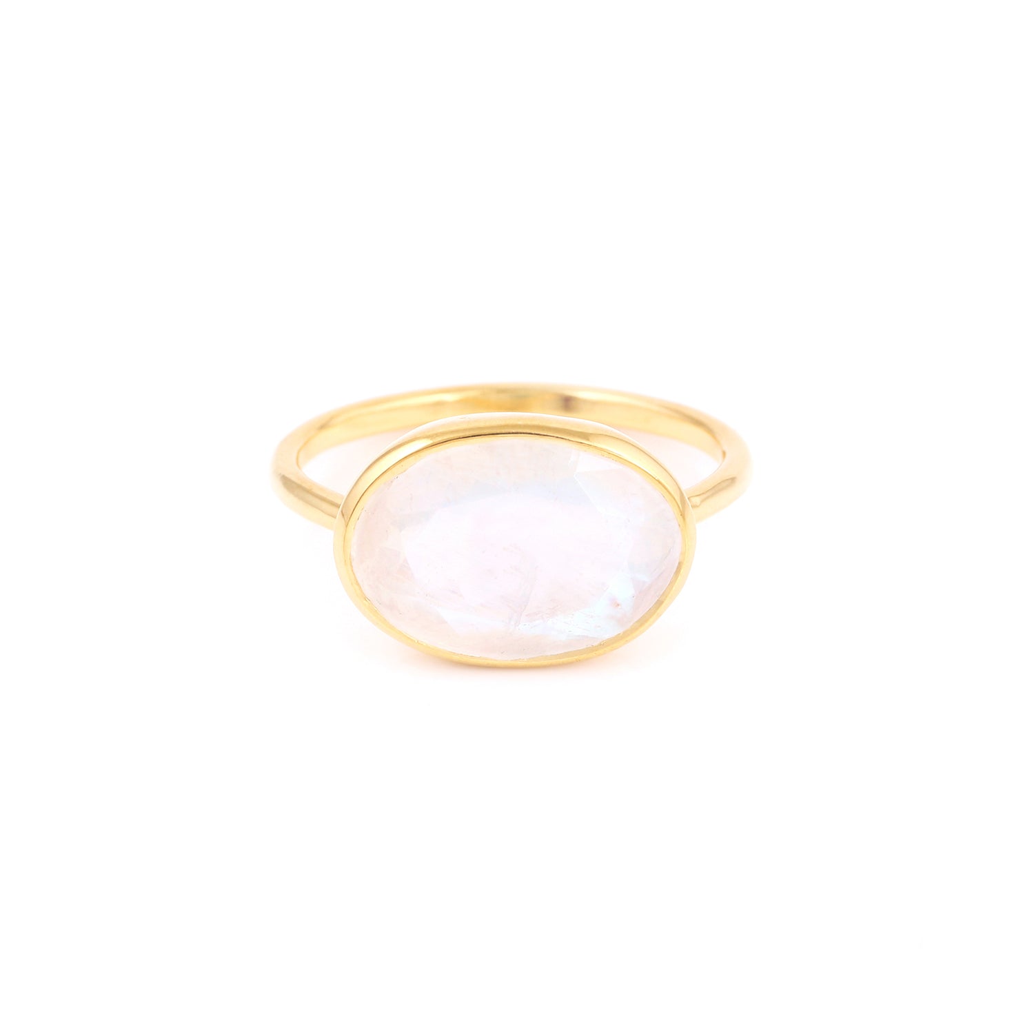 Moonstone Horizontal Set Signet Ring