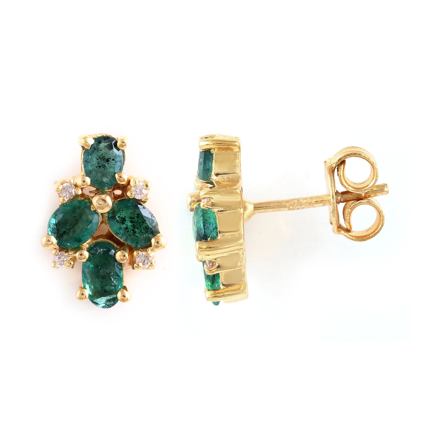 Emerald Diamond Quad Studs