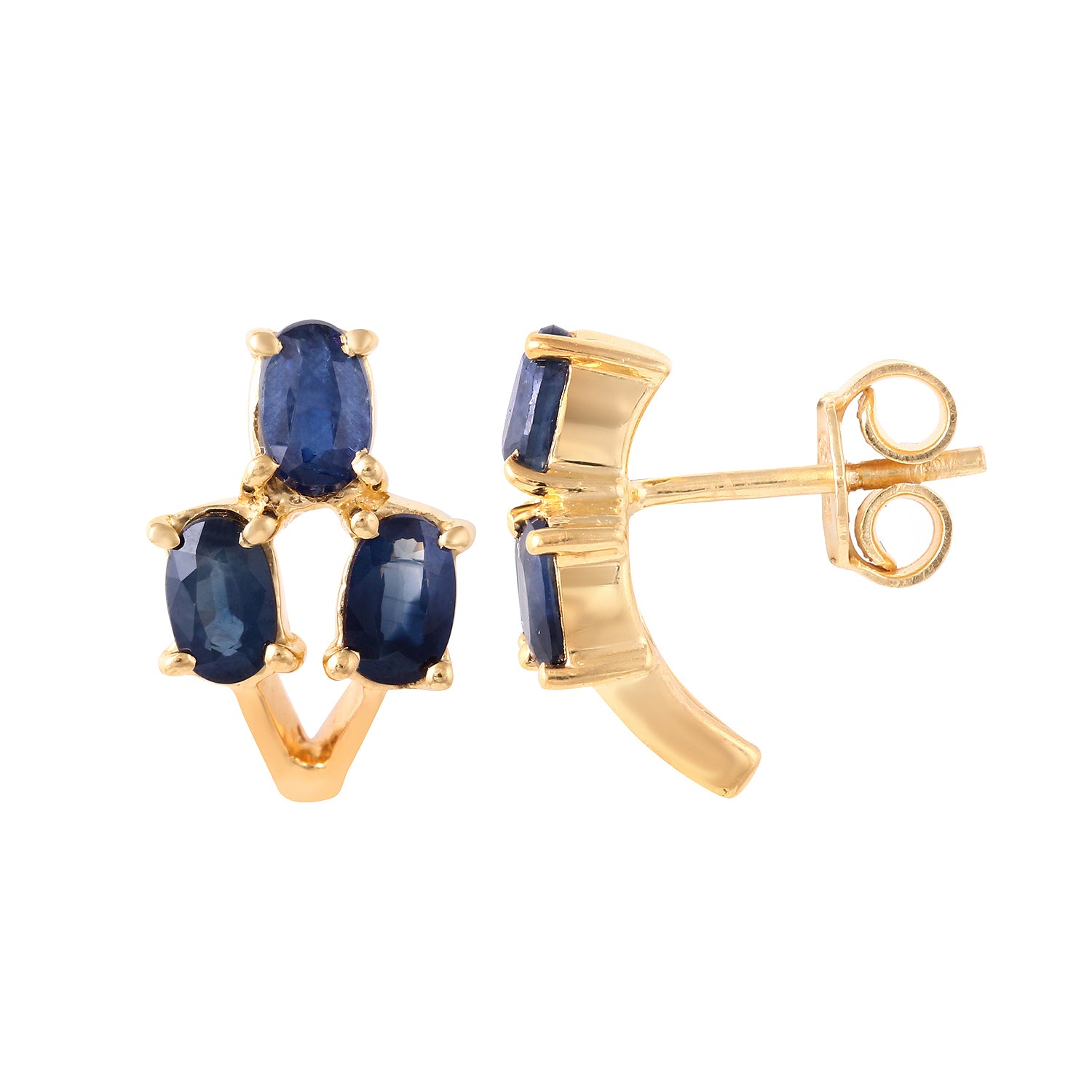 Sapphire Trio Stud Earrings