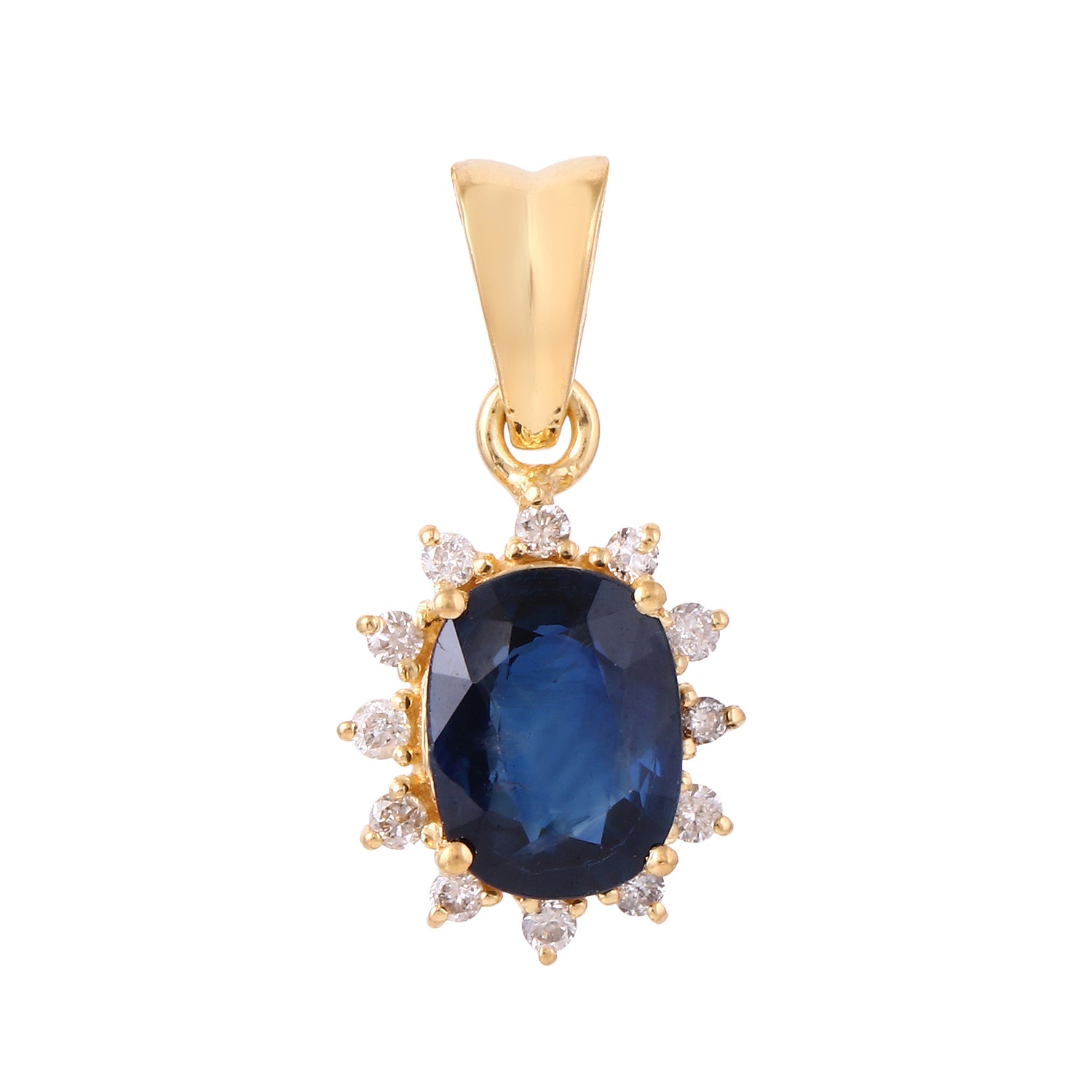 Sapphire Diamond Cluster Rectangle Pendant