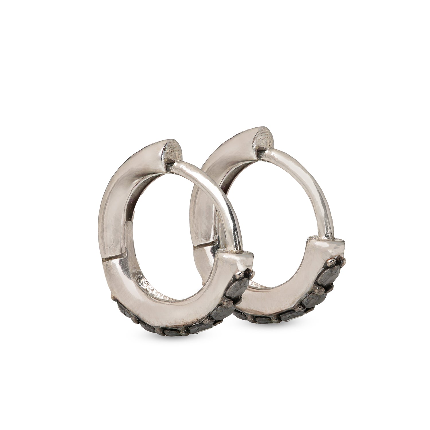 Black Diamond Baguette Hoops