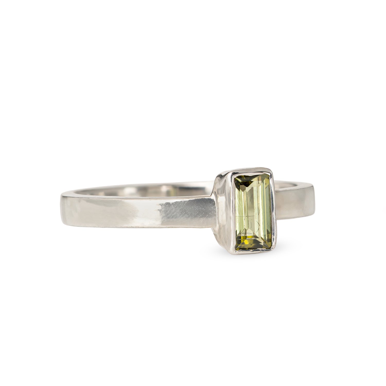 White Tourmaline Gun Metal Silver Ring