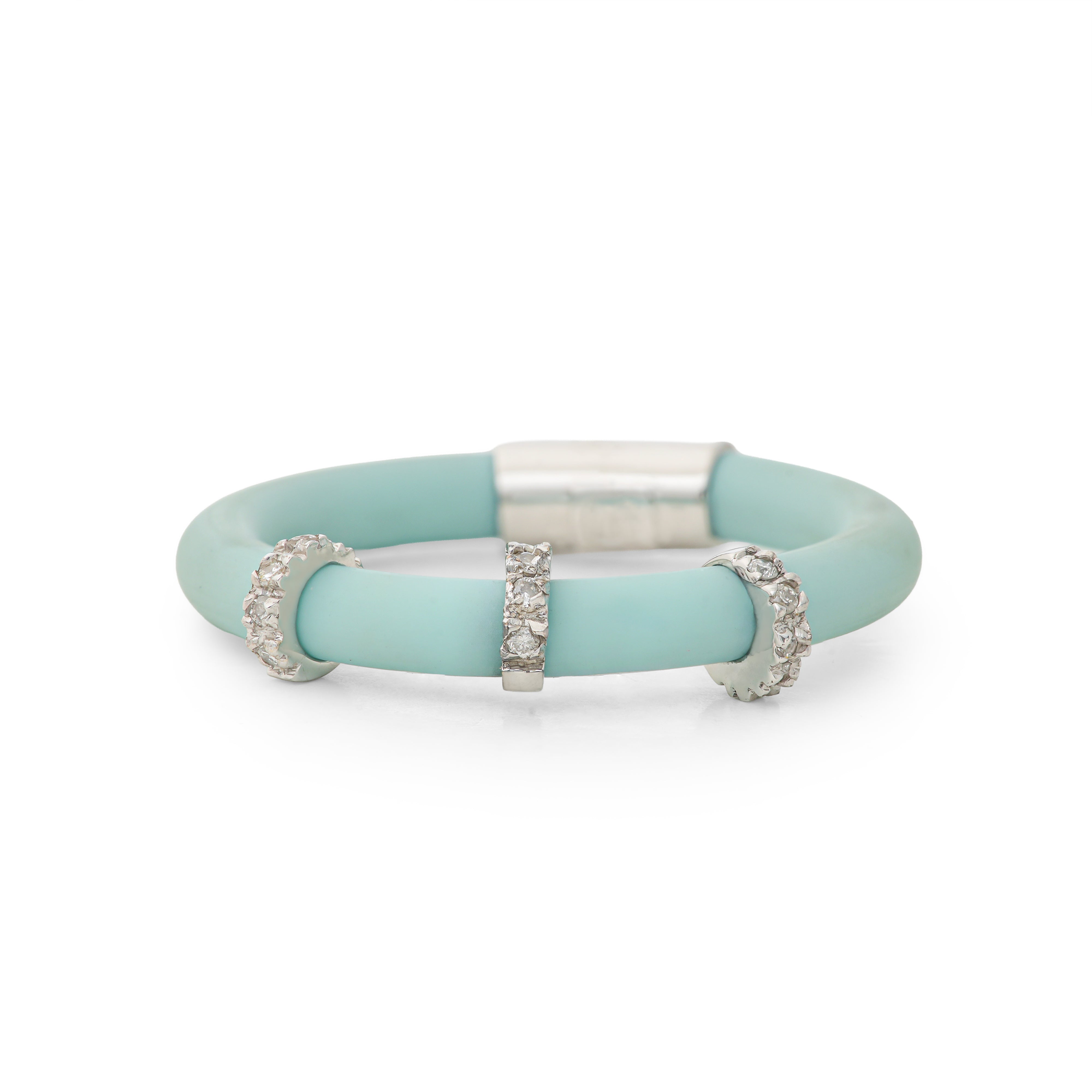 Aqua Abacus Diamond White Gold Rubber Ring
