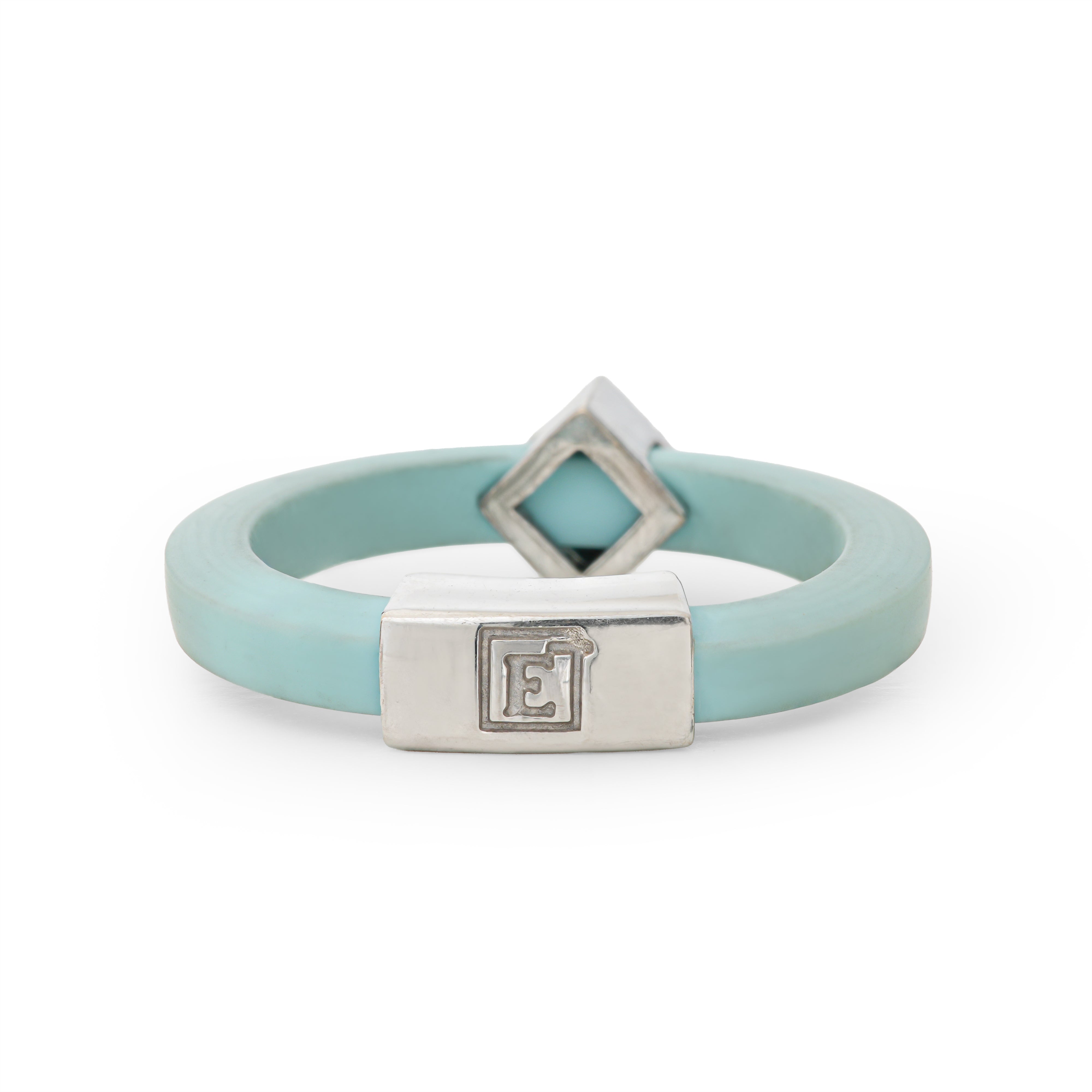 Aqua Diamond White Gold Rubber Ring