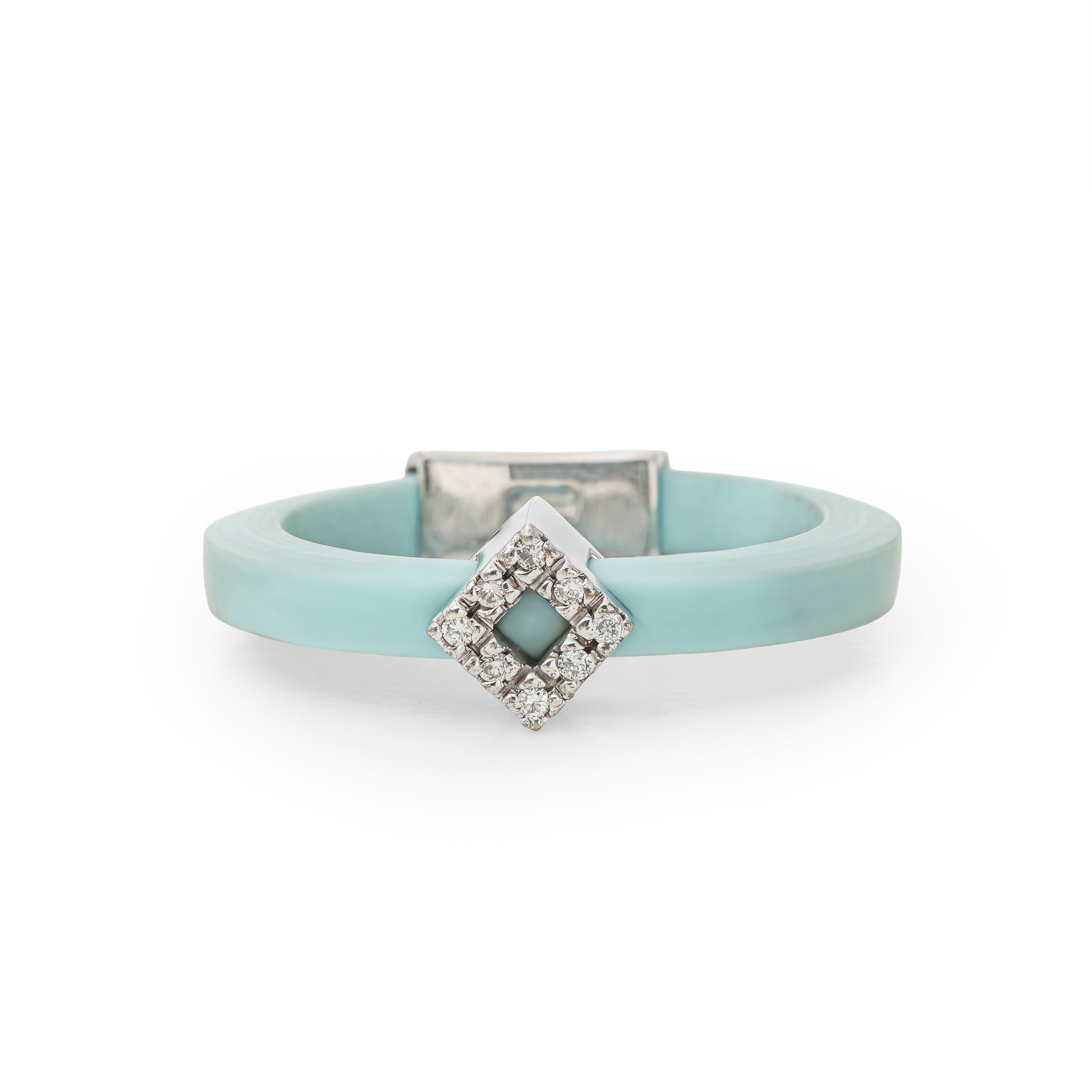 Aqua Diamond White Gold Rubber Ring