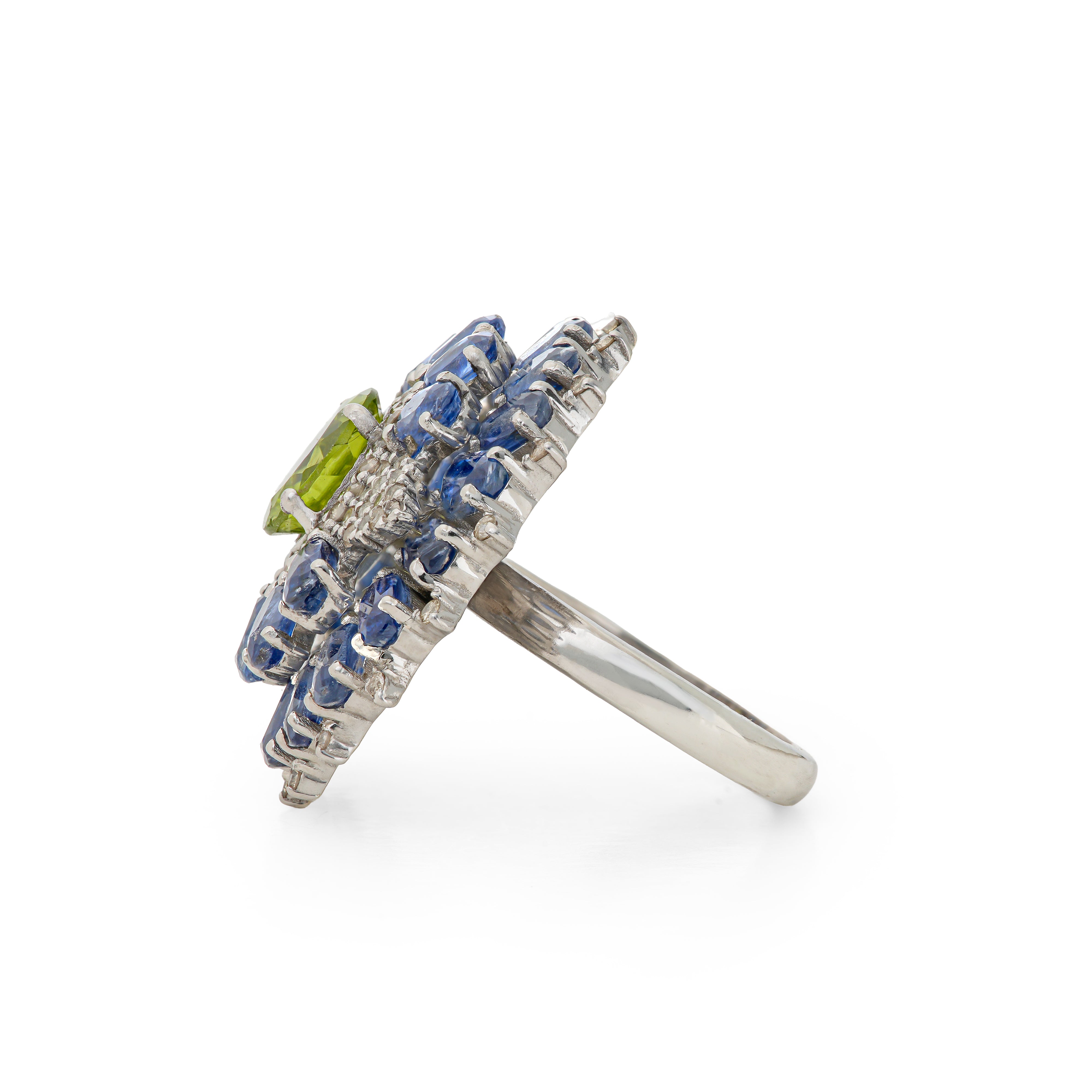 Peridot Tanzanite Diamond Eye Cocktail Ring