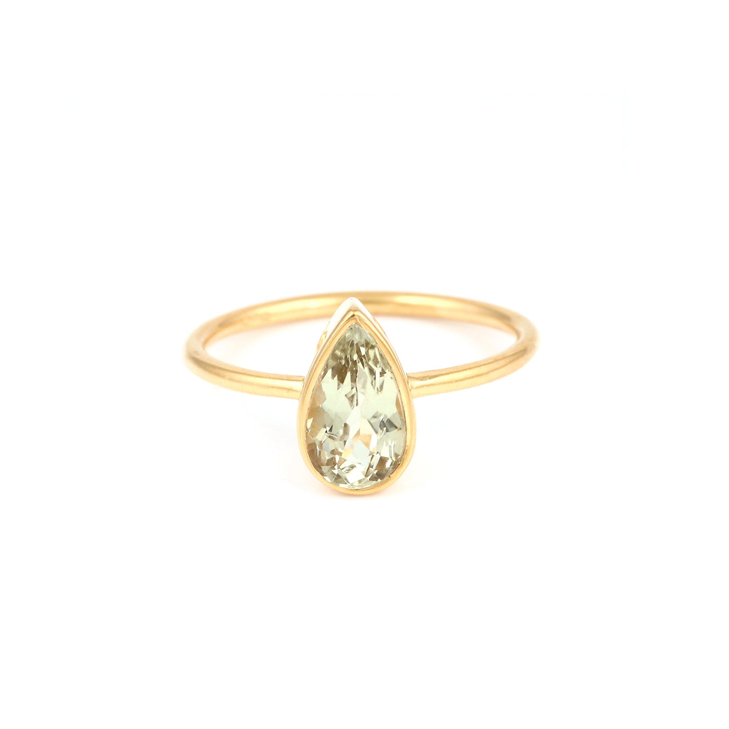 Mint Green Pear Drop Tourmaline Signet Ring