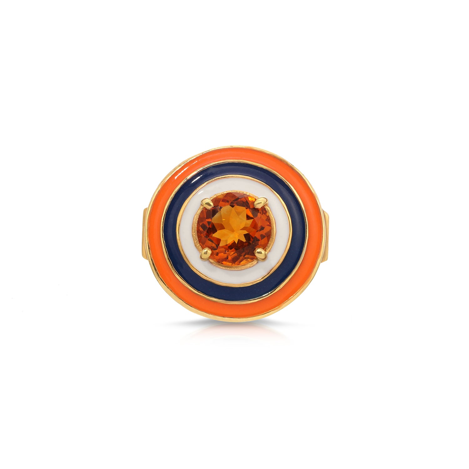 Orange Sapphire Enamel Bullseye Ring