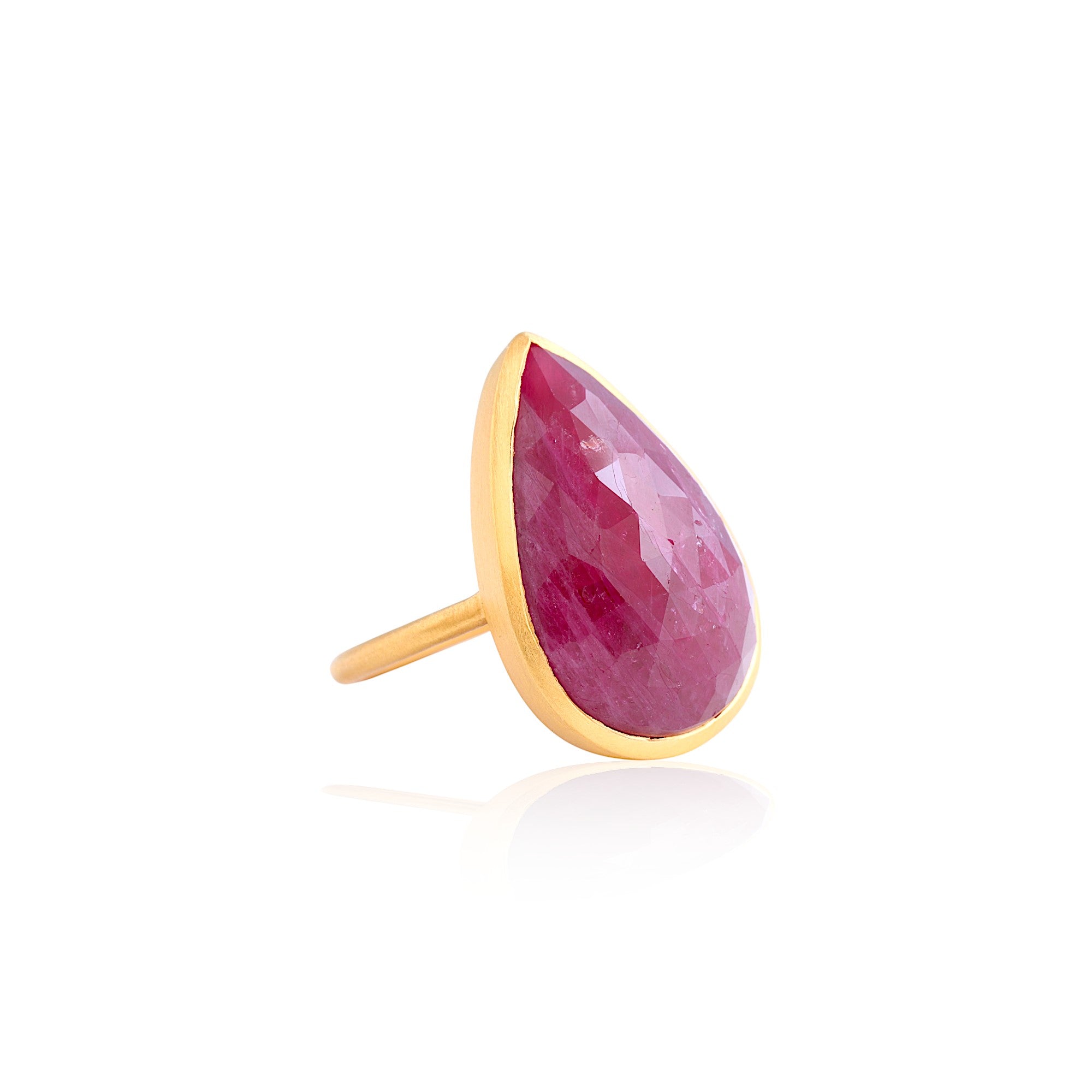Ruby Tear Drop Cocktail Ring