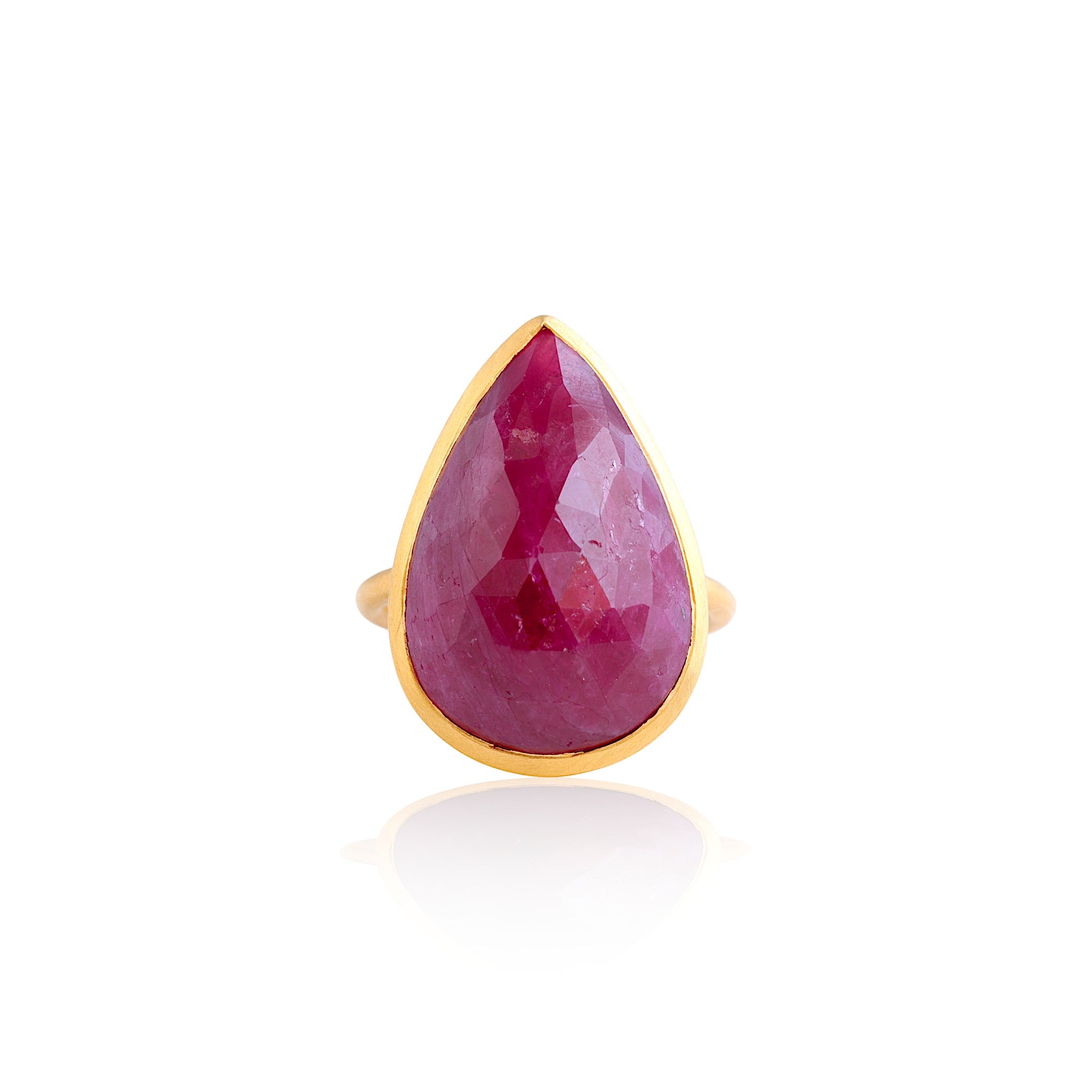 Ruby Tear Drop Cocktail Ring