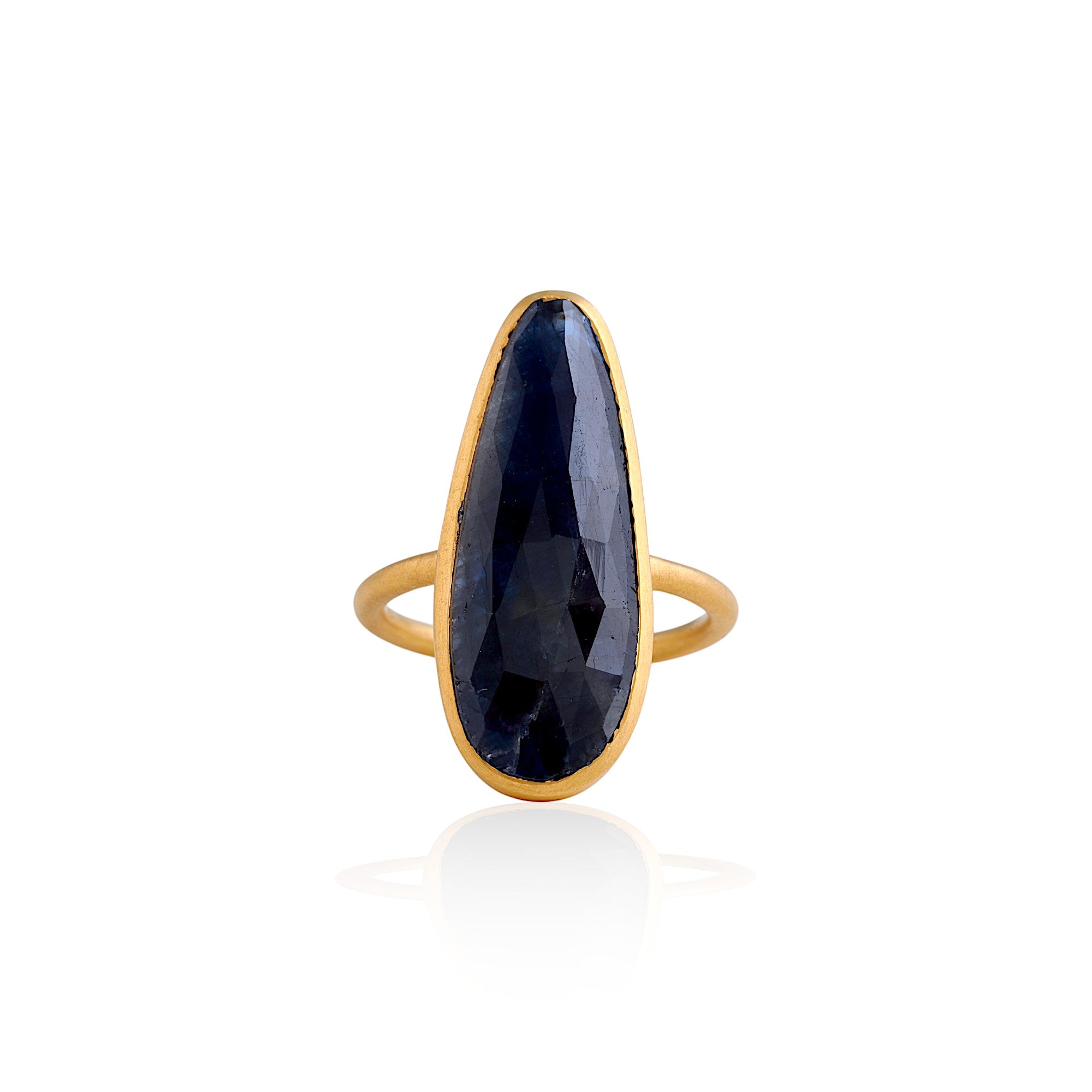 Sapphire Abstract Oblong Cocktail Ring