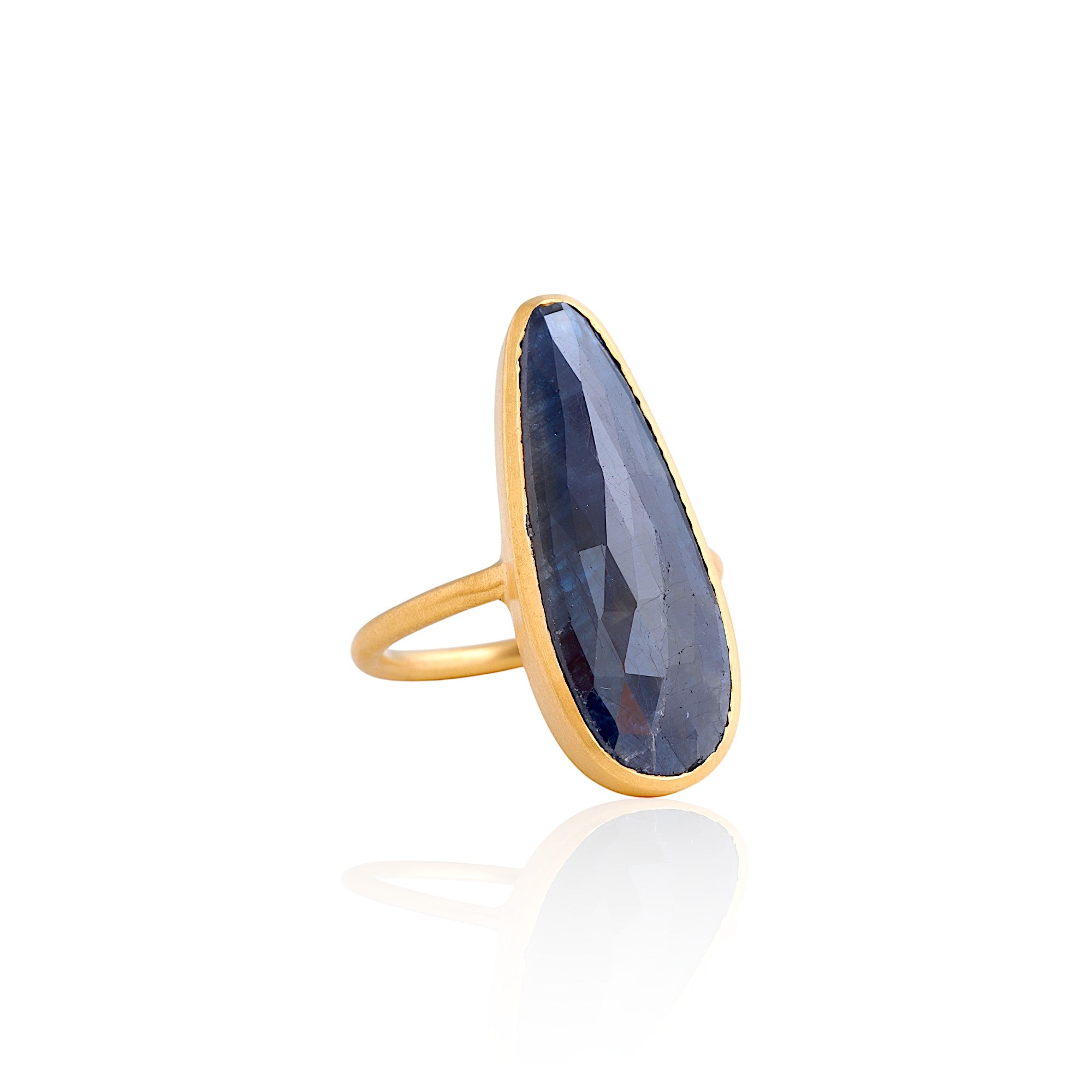 Sapphire Abstract Oblong Cocktail Ring