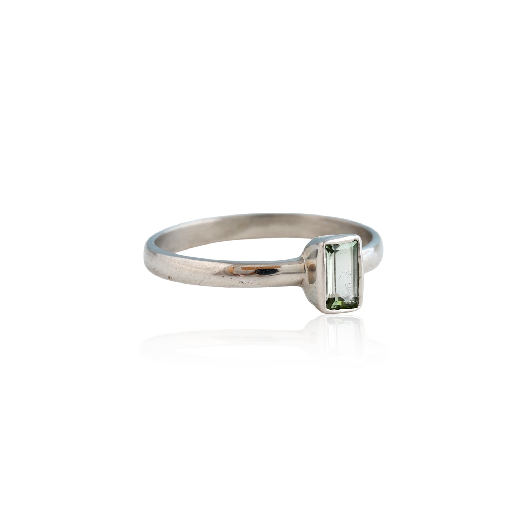 White Tourmaline Gun Metal Silver Ring