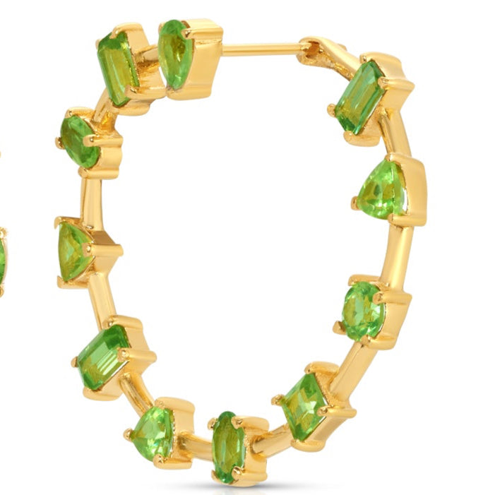 Green Topaz Abacus Hoop Earrings
