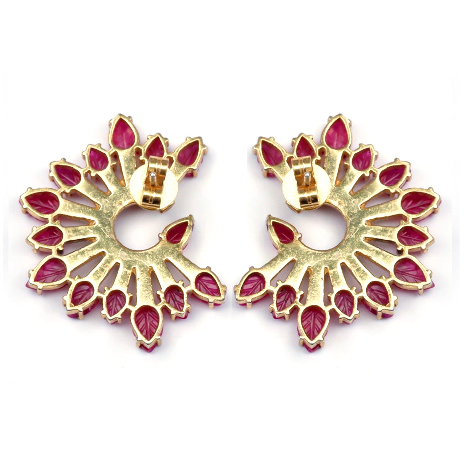 Ruby Enamel Art Deco Sun Earrings