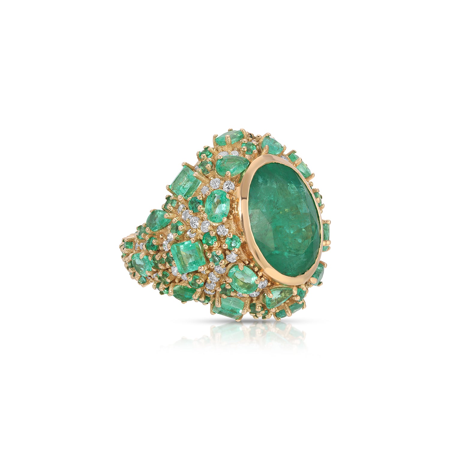 Emerald Bomba Diamond Cocktail Ring